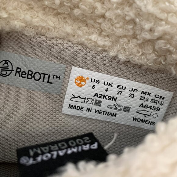 Timberland Premium Puffer Boots Leather Hiker Booties Light Grey Size 6 NEW - Picture 7 of 7